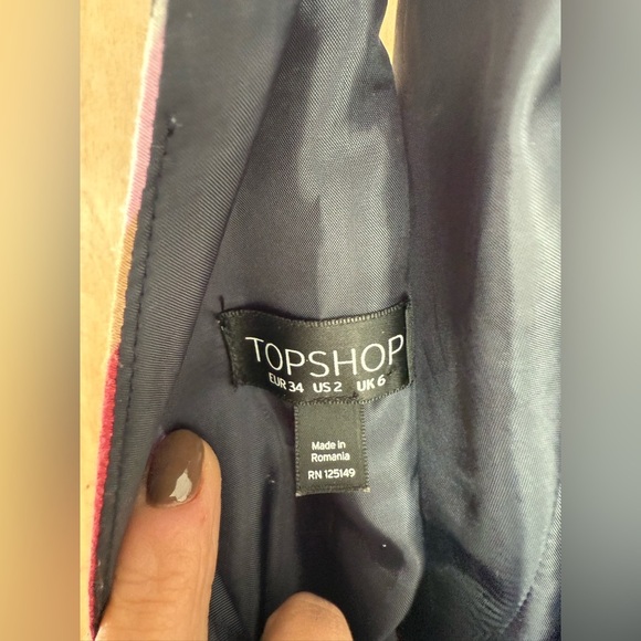 Top Shop Striped V-Neck Midi Wrap Dress - Red and Black - Picture 13 of 13